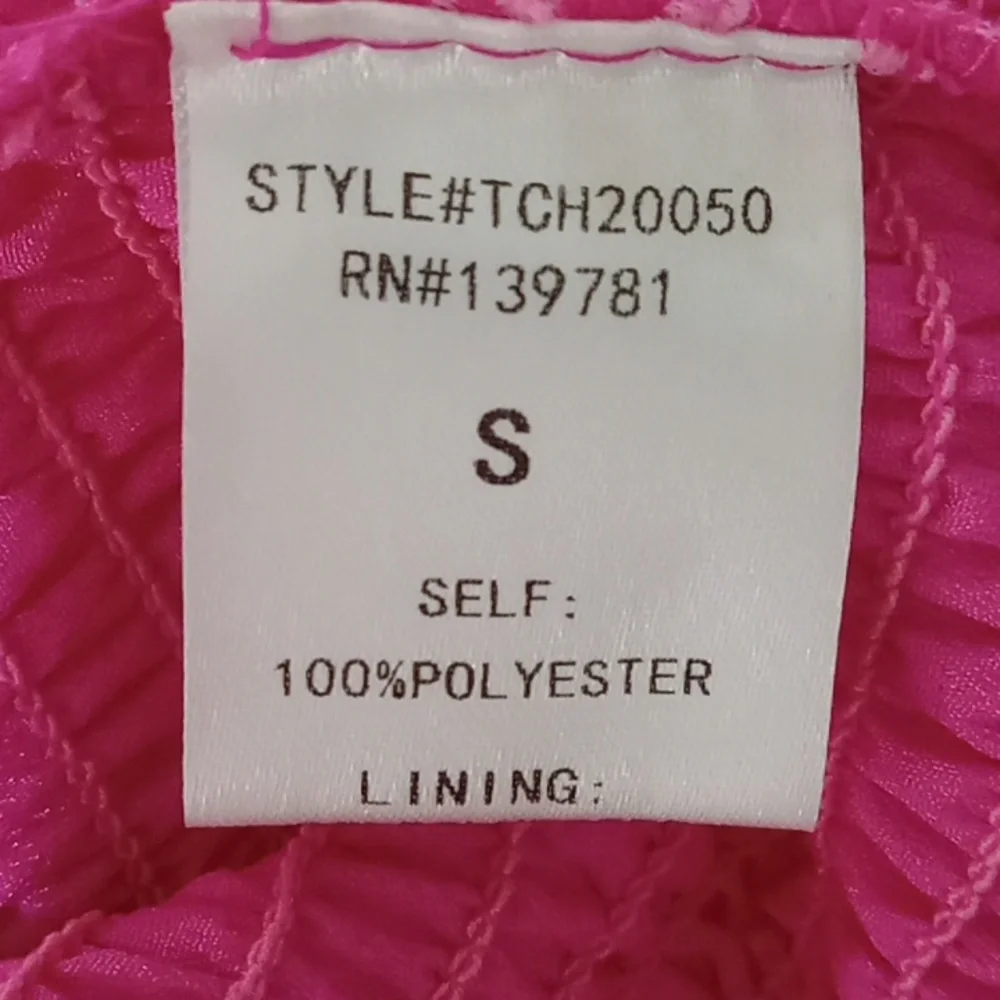 Tea & Cup Hot Pink Tulle Smocked Off Shoulder Top Size Small